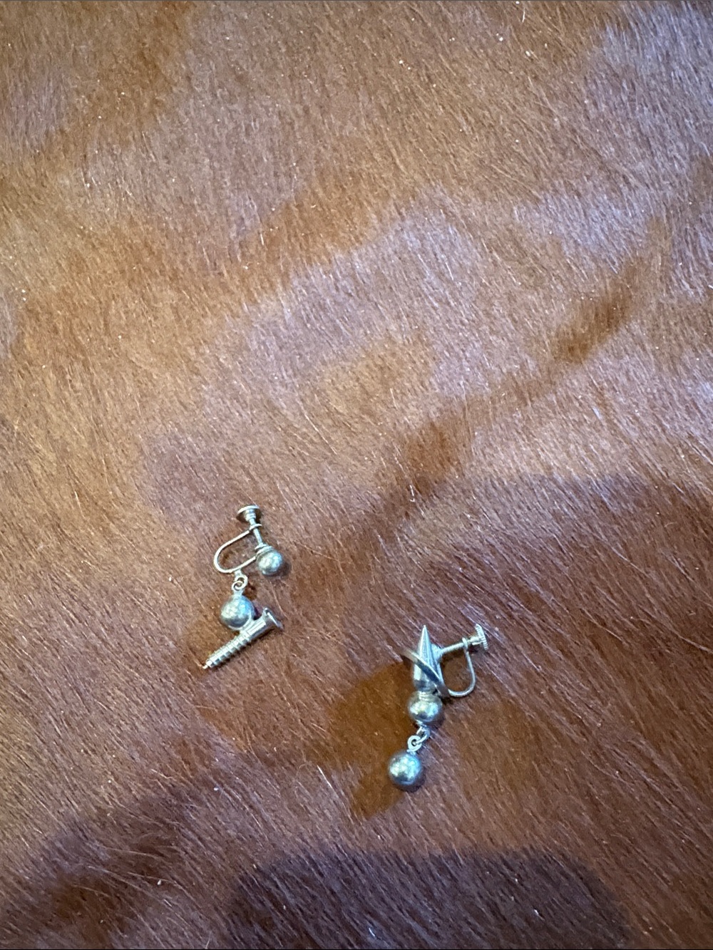 Silver Screw & Star Dangle Clip-On Earrings